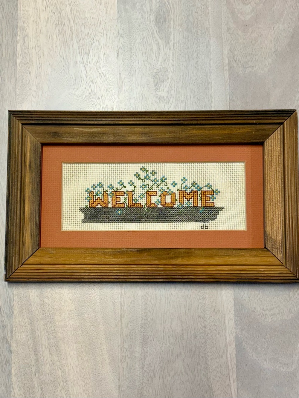 Vintage Welcome Cross-stitch Matted and Framed Professionally Fall Vibes